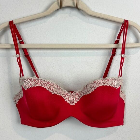 b.tempt’d Wacoal Red Lace Trim Bra 36C - Picture 1 of 5